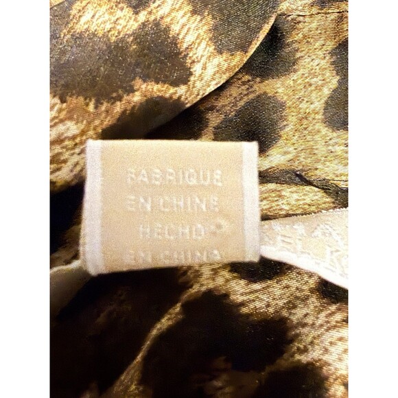 Michael Kors Womens Top Full Zip Roll Tab Sleeve Leopard Animal Print Sz XS - Picture 5 of 13